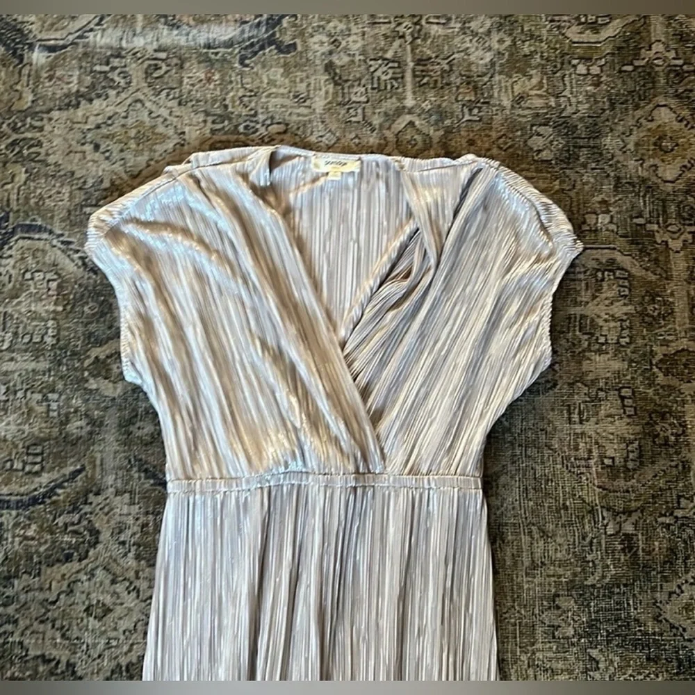 See and Be Seen Metallic Pleated Jumpsuit, Metallic Gold, Baltic Born - Picture 3 of 6